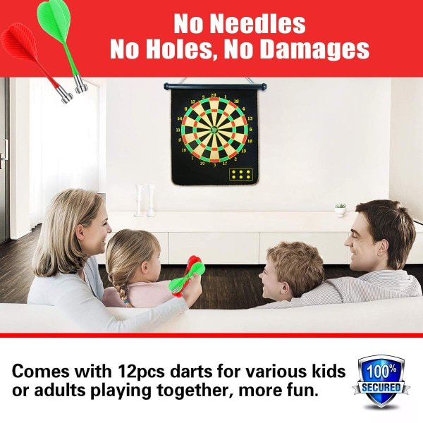 Magnetisk dartskive til børn Dobbeltsidet sæt med 12 pile hængende roller Up Sikker dartskive til indendørs udendørs familiespil til - Perfet