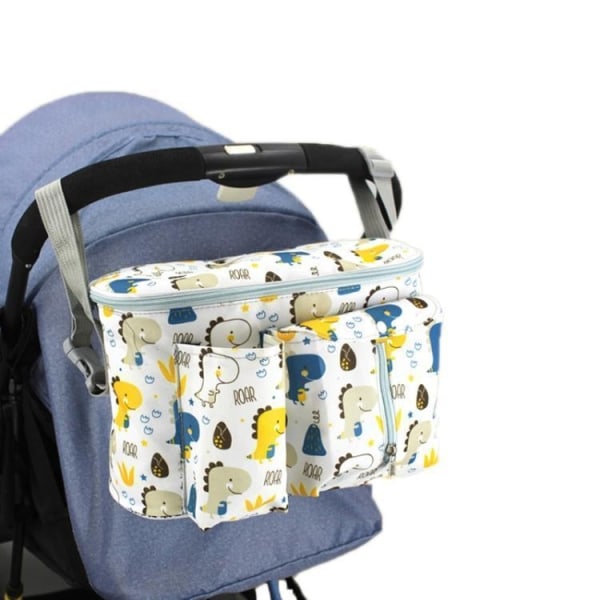 Pusletaske Opbevaringspose Hængepose Til barnevogn Tremmeseng mm - Perfet Vit m Multidjur + Sidofickor