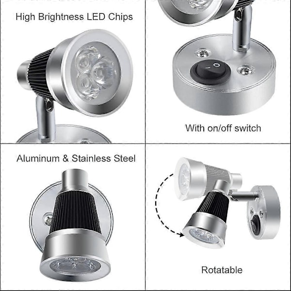 12V LED RV Læselampe, 3W RV Læselampe RV Spotlight Væglampe til RV Interiør - Perfekt