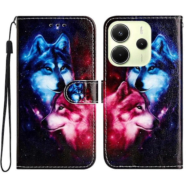 Xiaomi Redmi Note 14 4G (163,25x76,55x8,16mm) puhelinkotelo - Täydellinen Couple Wolf