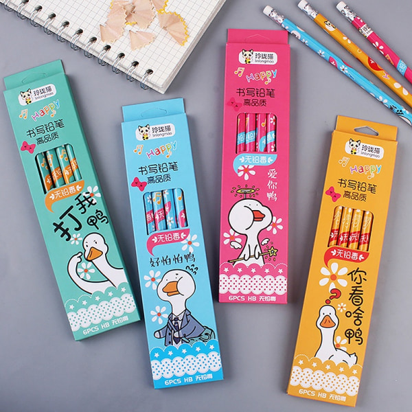 6stk/eske Kawaii penner n skrivesaker e Cartoon HB Pen - Perfet A4