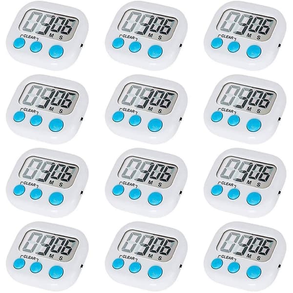 12-pack Digital Kökstimer med På/Av-knapp, Högt Alarm cy-Perfet