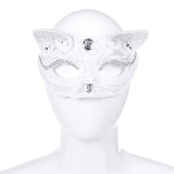 Sexet Kat Halvmaske Økovenlig Halloween Cosplay Rekvisitter Animal Themed Club P - Perfet White