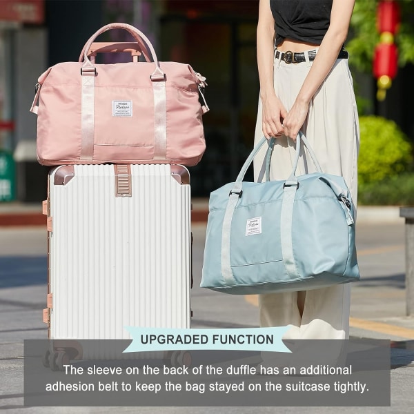 Travel Duffel Bag, Sports Tote Gym Bag, Skulder Weekender Overnight Bag for kvinner Rosa - Perfet