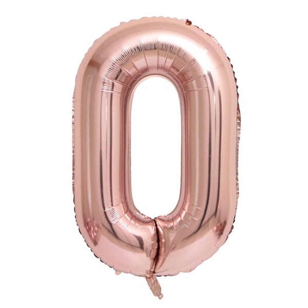 Large Number Ballong i Rose Gold för födelsedagsfest 102cm 0 guld - Perfet gold