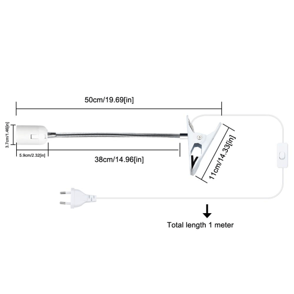 E27 Clamp Glödlampssockel med Switch Bordslampa Fotklämma - Perfet