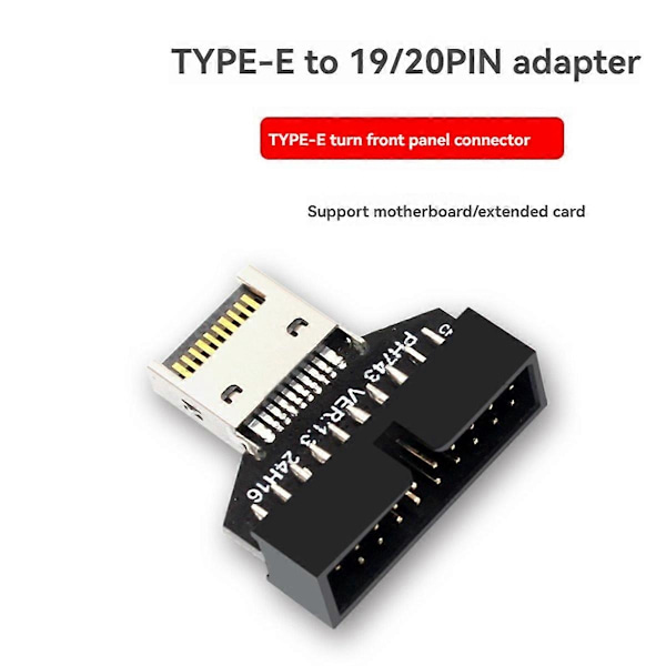 USB3.2 Typ-E 20Pin till USB 19P Chassi Front USB Typ A Typ C Förlängningsadapter för Stationär Dator Moderkort - Perfet