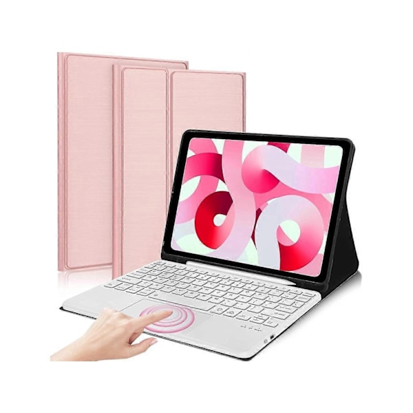 Tastaturveske for iPad Mini 5 4 3 2 1 - Avtakbart tastatur med pekeplate og pennholder - Slank lærfolio Smart Cover-Perfekt Rose Gold