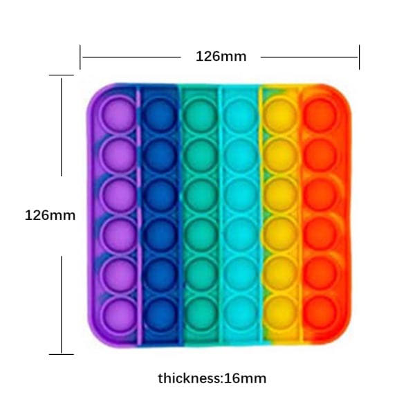 Pop it Fidget Toy Push Bubble Sensory Lelu Stressipallo Lasten Peli - Perfet Multicolor - Square