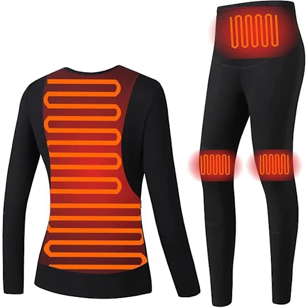 Uppvärmd Termisk Underkläder, USB Elektriskt Uppvärmd Termisk Långärmad T-shirt Super Mjuk Baslager Termisk Topp - Perfekt Suit M
