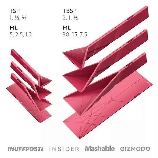 Polygons Flat 3-in-1 Mittaussolut - 2 Lusikkaa 6 Eri Koolla - Täydellinen red S