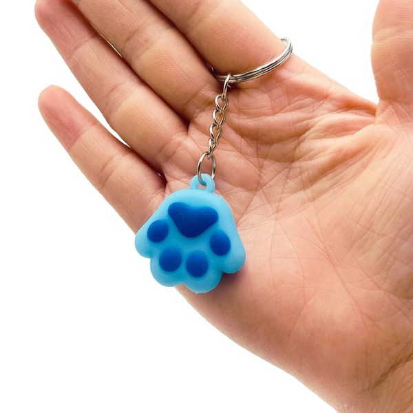 e Cartoon Silikon Cat Paw Key Ring Skolväska Dekor Djur Cla - Perfet Blue