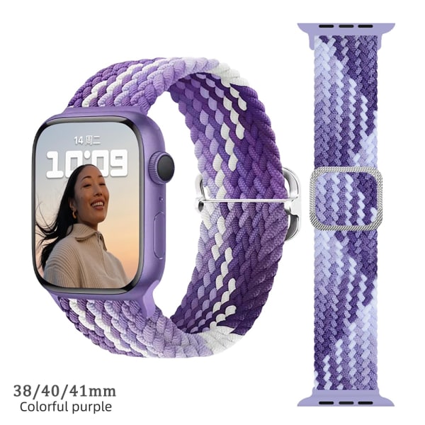 för Apple Watch med Iwatch flätad nylon 1/2/3/4/5/6/7/se - Perfet purple 38/40/41mm