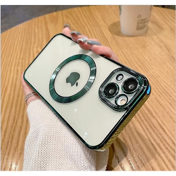Klart Magnetisk Telefoncover til iPhone 14 13 12 11 Mini Pro Max Plus med MagSafe-Perfekt Green iPhone 13 Pro Max