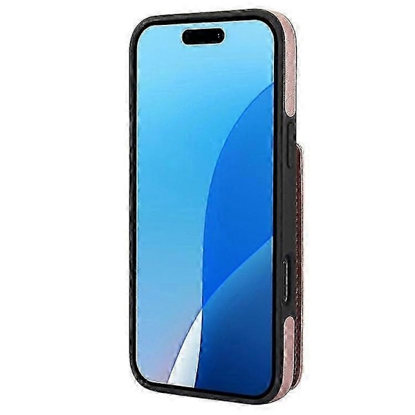 Yhteensopiva iPhone 16 Pro Max -kotelon kanssa, korttipidike, jalusta, PU+TPU-puhelinkuori olkahihnalla - Perfet Rose Gold
