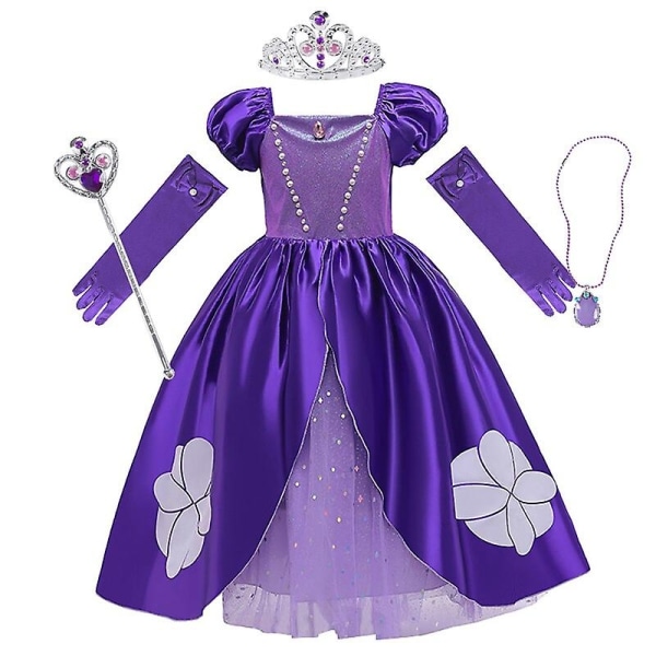 Piger Prinsesse Sofia Kjole Lilla Cosplay Festkostume Børn Sophia Kjole Boldkjole til jul Halloween - Perfet Sofia Dress 4 7-8T