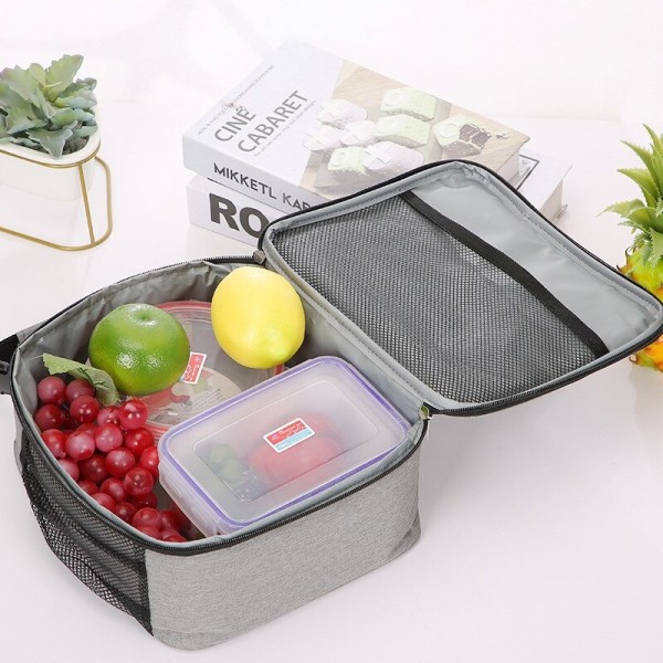 Bærbar isolasjon lunsjpose Thermal Lunch Box Tote Handbag - Perfet grey