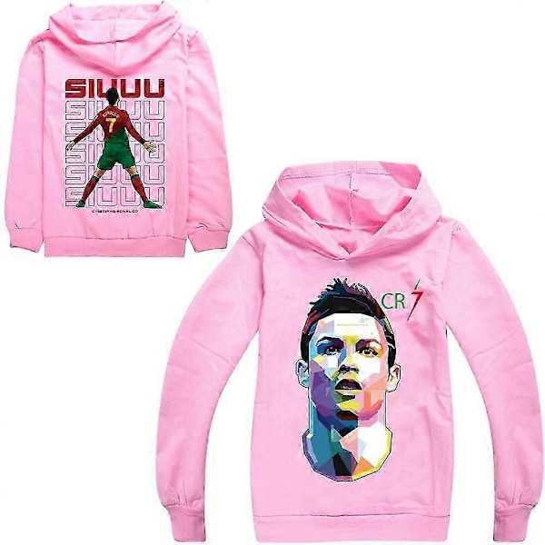 Cristiano Ronaldo Hoodie VM-tröja Nr 7 Julgåvor Fotbollsstjärna Hoodie Flickor Pojkar Huvtröja Pullover Toppar Barn Tonåringar - Perfekt Pink 3-4years