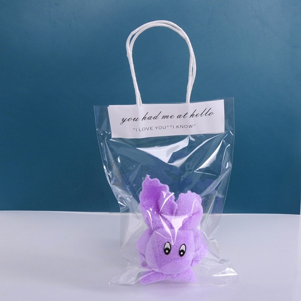 e Bunny Shape Handduksnäsduk Holiday Celebration Gift Plysch - Perfet Purple With-bag