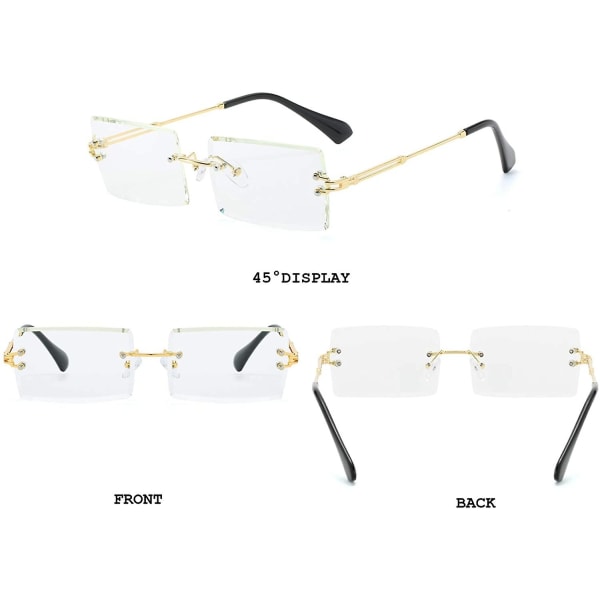 Kantløse rektangelsolbriller for kvinner/menn Ultralett metallinnfatning - Perfet