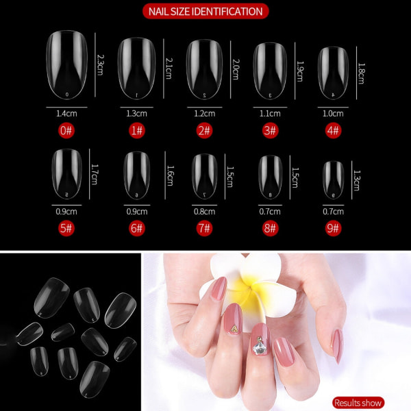 500 kpl/pussi Lyhyt soikea cover Nail Art Tips - Perfet natural