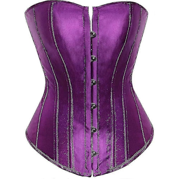 Kvinders Bustier Korset Top Sexy Lingeri Sæt Sort Satin Talje Cincher-Perfet Deep purple 4x-large