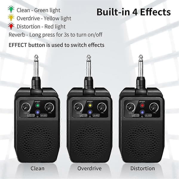 Mini Elektrisk Gitarrförstärkare 5W Uppladdningsbar Gitarrförstärkare Portabel Bluetooth Övningsförstärkare med 4 E-Perfet