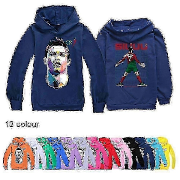 Cristiano Ronaldo Hættetrøje VM Nr. 7 Julegaver Fodboldstjerne Hættetrøje Piger Drenge Hættetrøje Pullover Toppe Børn Teenagere-Perfekt Gray 7-8years