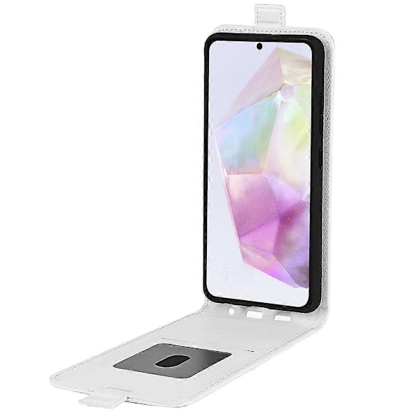 Kompatibel med R64 Textur Vertikal Flip Läder Telefonfodral-Perfet White For Samsung Galaxy A36