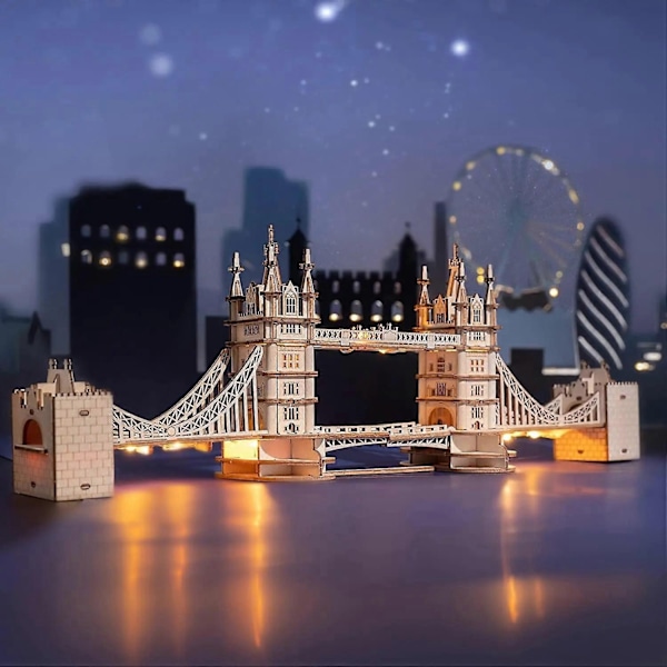 Rolife DIY 3D Tower Bridge Big Ben Berömd Byggnad Träpusselspel Enkel Montering Leksakspresent Lämplig för Barn Tonåringar Vuxna TG501 Paris Tower