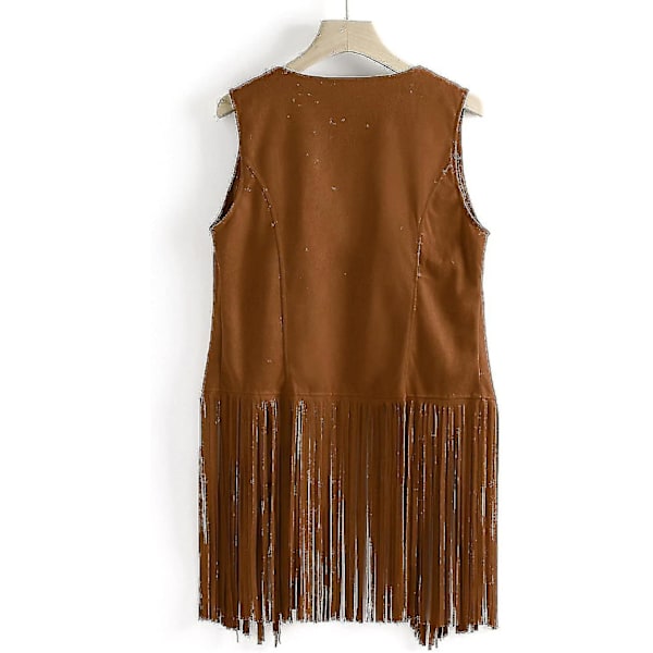 70'er Toppe Kompatibel Kvinder Cowgirl Skjorte Disco Fringe Vest Jakke-Perfet Khaki XXL