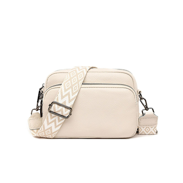 crossbody-väska Liten axelväska i läder för kvinnor med dragkedja - Perfet off-white