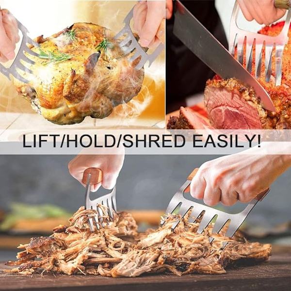 Kødkløer til Pulled Pork Meat Claws BBQ gafler Rustfrit stål - Perfet