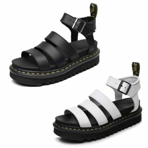 chunky sandaler för kvinnor Tjock sula Strappy Block Flatforms Skor Sommar Ny storlek - Perfet Black UK8EU42