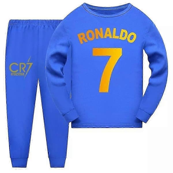 Cr7 Ronaldo Barn Tryckta Pyjamas Topp+Byxor Set Sovkläder Nattkläder Gåvor-Perfekt Blue 3-4Years