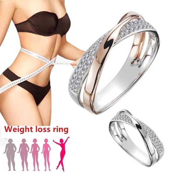 Vekttap Crystal Rhinestone Ring Slanking Healthcare Ring Silver 8