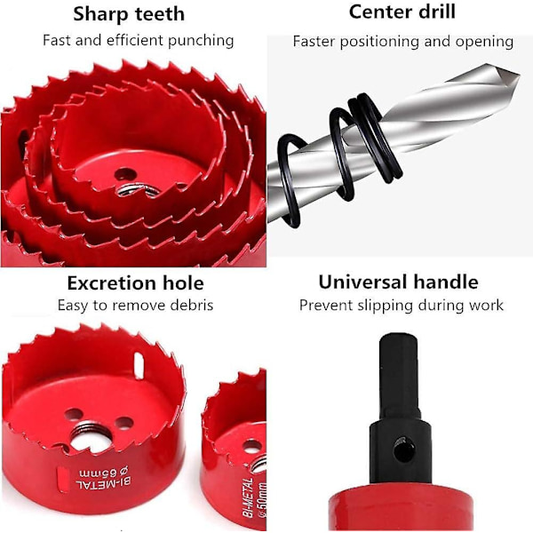 130mm Hålsåg - M42 HSS Bi-Metall Träborr med Hexskaft och Centrerande Cirkelsåg - Kit för Metall, Järn, Aluminium, Trä-Perfekt