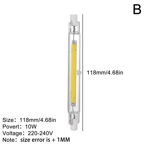 LED R7s COB 78mm 118mm Dimbare glassrør 15W 30W Lampebytte - Perfet yellowB 118mm