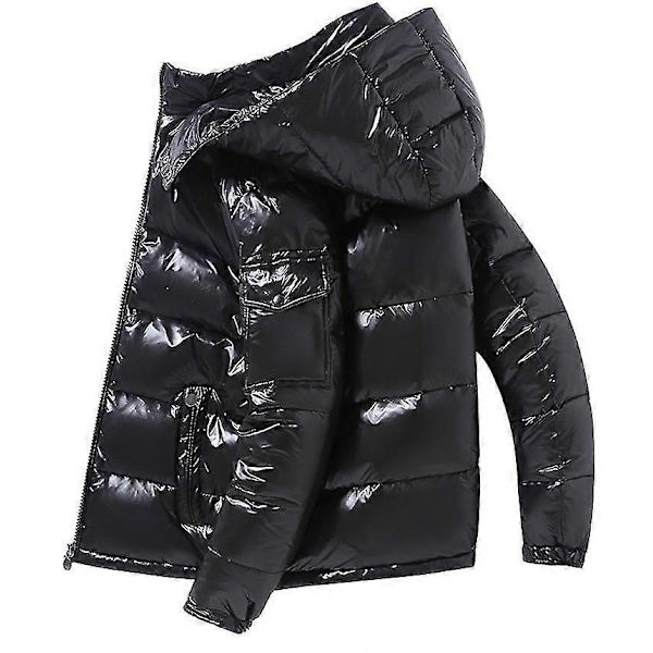 Blank Downjacka Herr Vinterjacka Ståuppkrage Dunjacka med Huva - Perfekt Black L