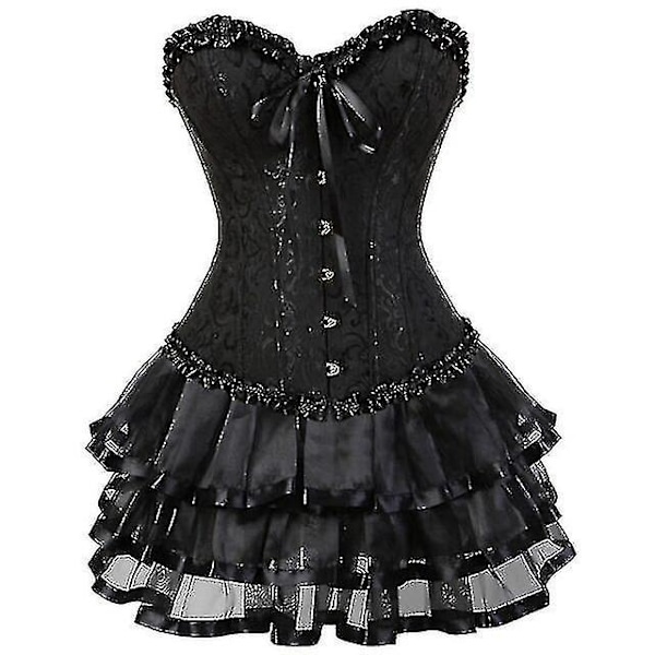 Seksikäs Korsettimekko Naisille Pluskokoinen Kostyymi Yläosa Burleske Korsetti ja Minimekkosetti Tutu Corselet-Perfet black M