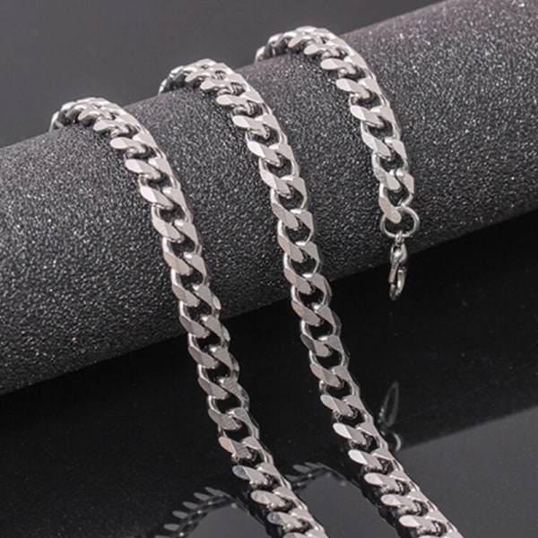 Størrelse 4-6 mm rustfrit stål halskæde til mænd Cuban Link Chain Hip - Perfet as the picture E:5mmx18in
