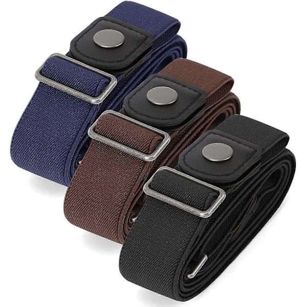 3-pack / 4-pack osynligt stretchbälte utan spänne, elastiskt bälte utan spänne för kvinnor och män - Perfekt