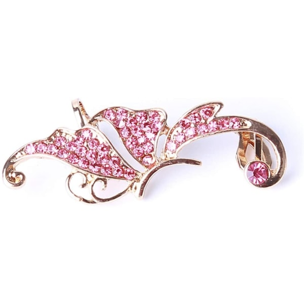 1 stk Charm Rhinestone Butterfly Ear Clip Kvinner Bursdagsgave, Rosa - Perfet