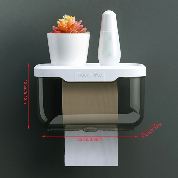 Vedenpitävä seinäteline WC-paperiteline Hylly WC-rulla - Perfet Black L