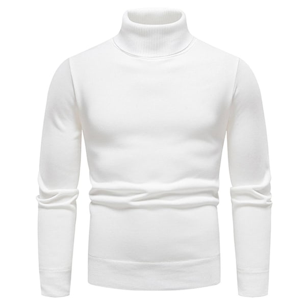 Yynuda Herre Turtleneck Lett Slim Fit Genser Casual Strikket Pullover-Perfet White S