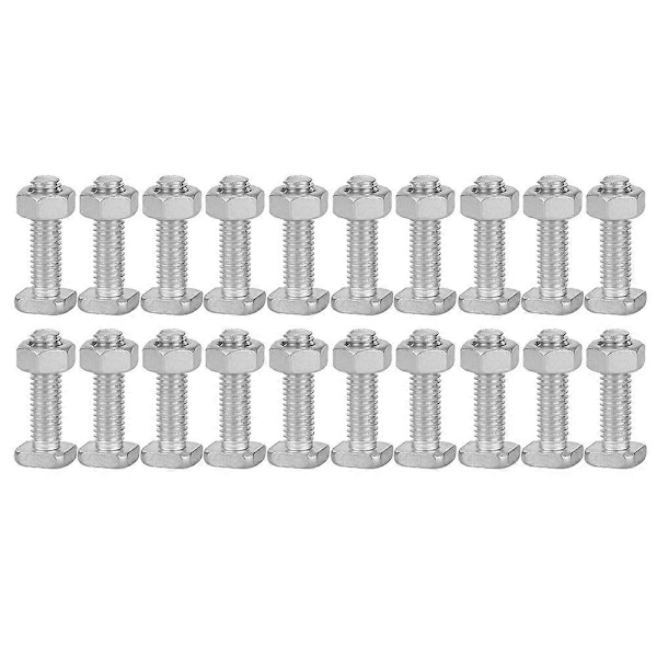 20 Set 22mm M6x20 Bultar och M6 Mutter Aluminium Muttrar & Bultar Set verktygstillbehör för Växthus-Perfet