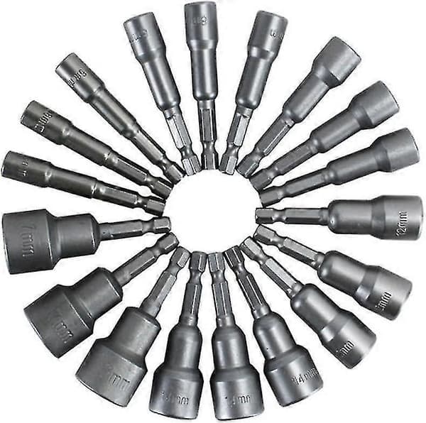 6-19mm Magnetisk Mutterdragare Borr Bits Set 1/4 Tum Hex Skaft Snabbväxling Metrisk Mutterdragare Set - 14st T-Perfet
