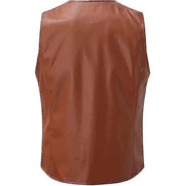 Mænds Motorcykel Lædervest Casual Mænds Lædervest G-Perfet BROWN 2XL