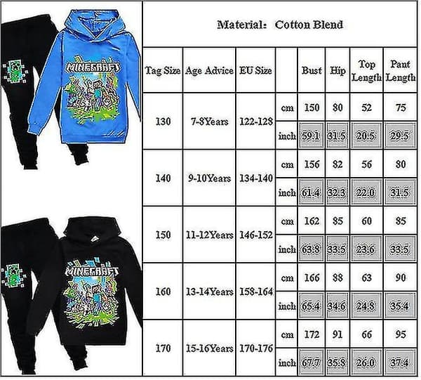 Minecraft Gaming Barnehettegenser Joggedress for Menn og Kvinner - Perfekt Red 9-10 Years