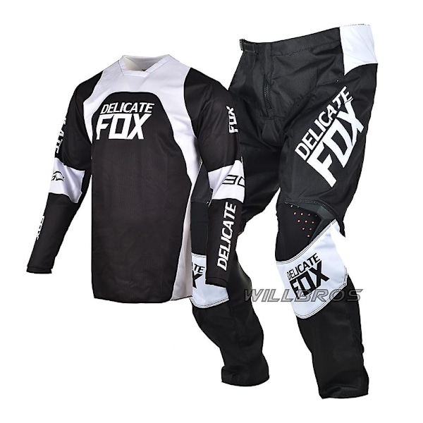 Delicate Fox 180 360 Jersey Bukser Utstyrsett MX Combo Motocross Bmx Dirt Bike Antrekk ATV UTV Sykkel Dress Enduro Sett for Menn - Perfekt White Black Pant 36 Jersey XL